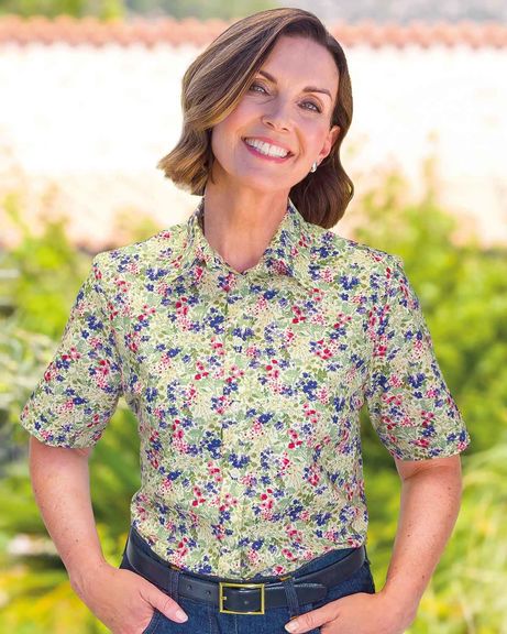 Shona Pure Cotton Short Sleeved Floral Blouse