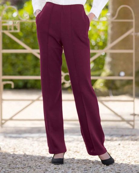 Isla Wool Blend Pull On Trousers - Claret