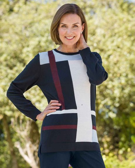Meredith Colour Block Wool Mix Sweater