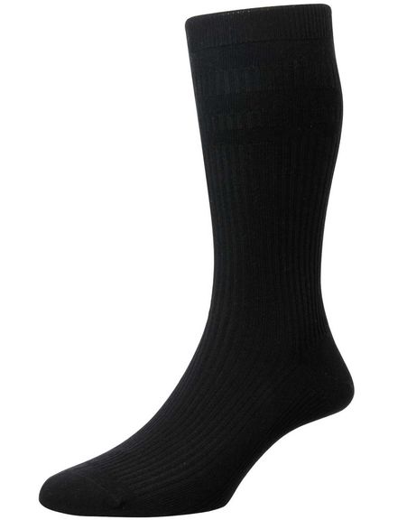 Mens Cotton Rich Soft Top Sock - Black