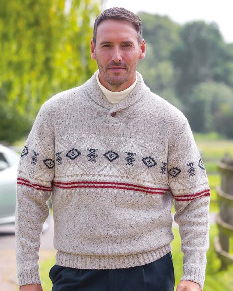 Catterick Patterned Shawl Collar Jumper Mens Catterick Patterned Shawl Collar Jumper Mens