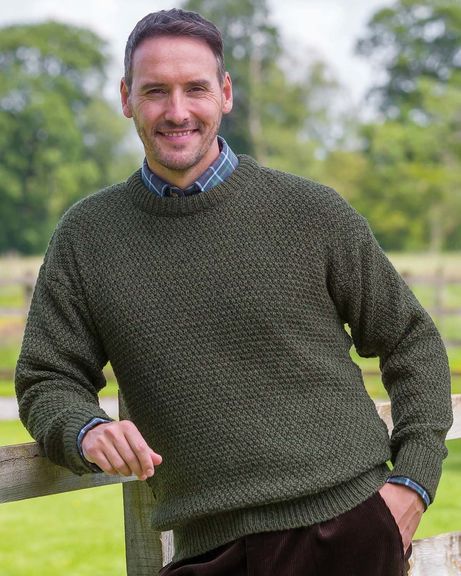 Alistair Honey-Comb Affect Pure Wool Jumper Mens