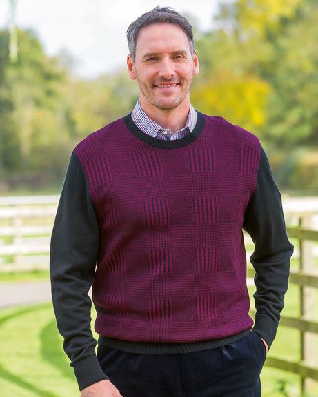 James Houndstooth Patterned Merino Blend Jumper