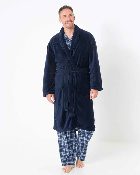 George Navy Fleece Dressing Gown
