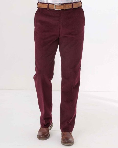 Expandaband Needlecord Trousers - Claret
