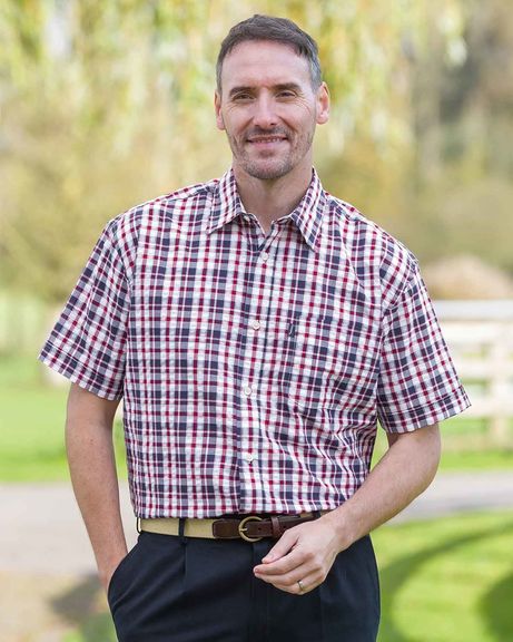 Mens Croyde Short Sleeve Cotton wine Seersucker Shirt