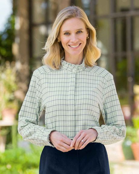 Bexley Checked Pure Cotton Long Sleeve Blouse