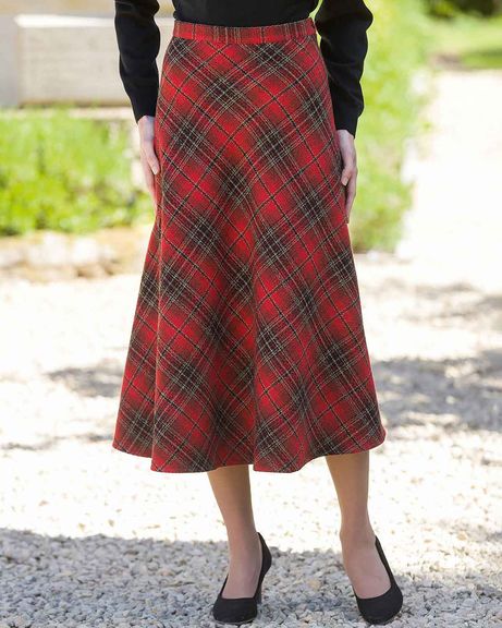 Elsa Checked Wool Mix Lined A Line Skirt