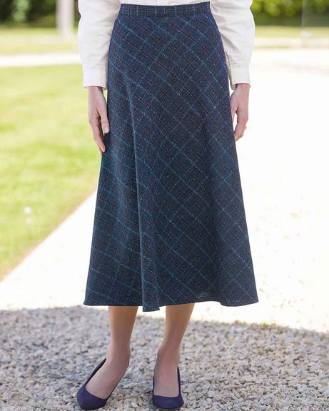 Hadley Checked Poly Mix Lined A Line Skirt
