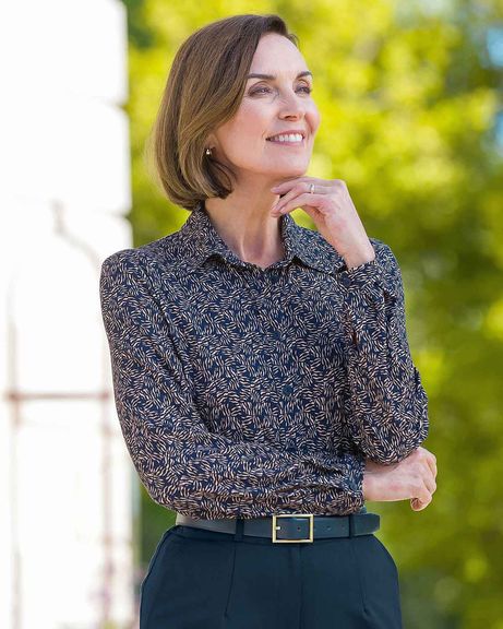 Brianna Patterned Viscose Long Sleeved Blouse
