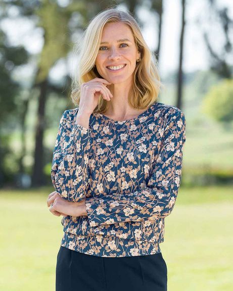 Tilly Floral Cotton Long Sleeve Blouson Top