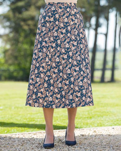 Tilly Floral Pure Cotton A Line Lined Skirt