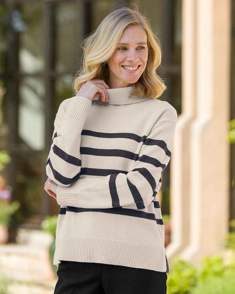 Isabel Striped Roll Neck Jumper