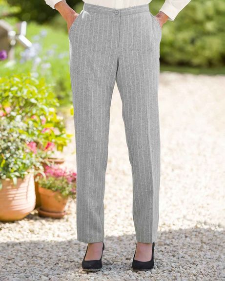 Hailey Pinstripe Wool Mix Tweed Trousers