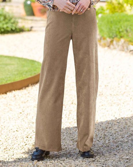 Paulina Camel Babycord Pull On Trousers