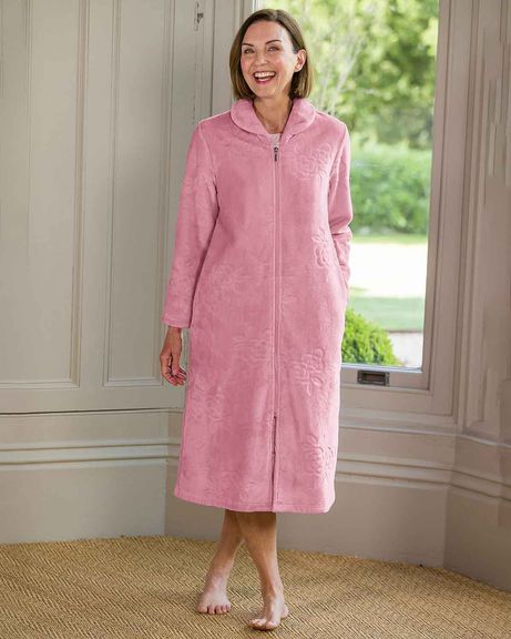 Gloria Pink Floral Fleece Dressing Gown