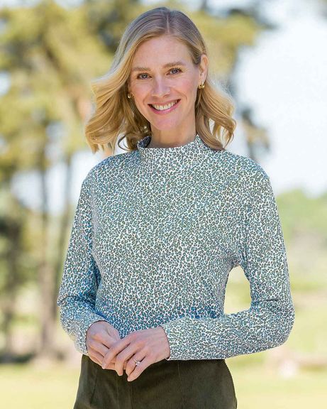 Hattie Patterned Pure Cotton Turtle Neck Top