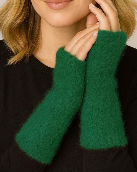 Madeline Green Wool Mix Wrist warmers