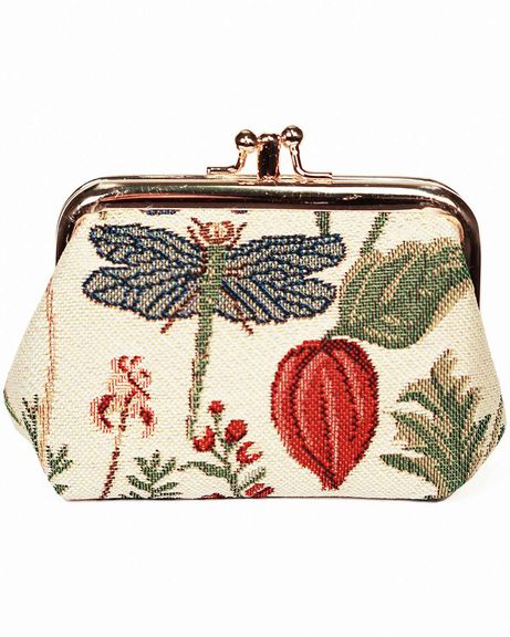 Tapestry Pocket Kiss Lock Coin Purse - Morning Garden