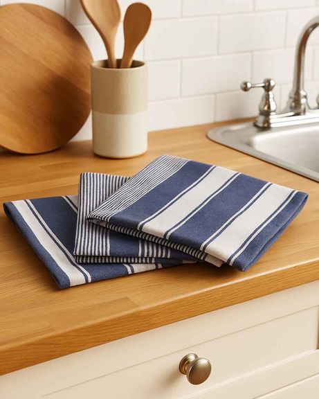 Woven Stripe Cotton Rich Tea Towel Set