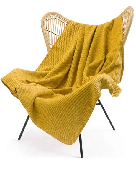 Cotton Rich Woven Throw - Mustard