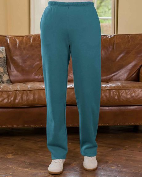 Ladies Cotton Mix Teal Pull On Leisure Trousers