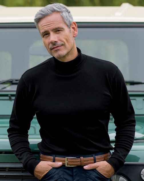 Black Pure Cotton Polo Neck 