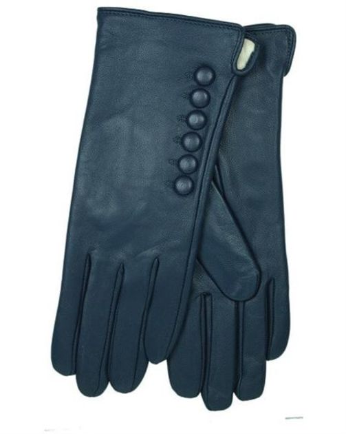 Leather Button Detail Gloves