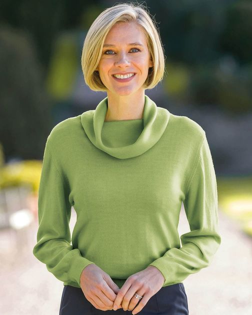 Cowl Neck Merino Kiwi Sweater 