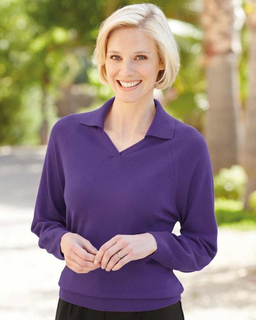 Merino Collared V Neck Jumper Violet