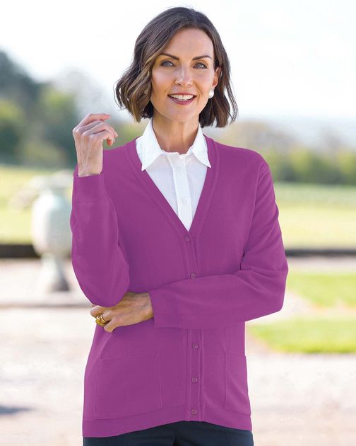 Merino Wool Cardigan Viola