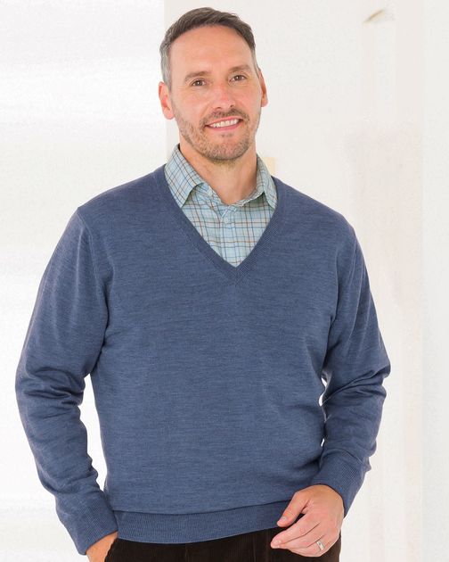 Merino V neck Sweater  Mens