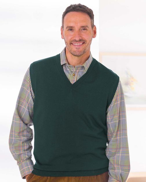 Tartan Green Merino Slipover Mens