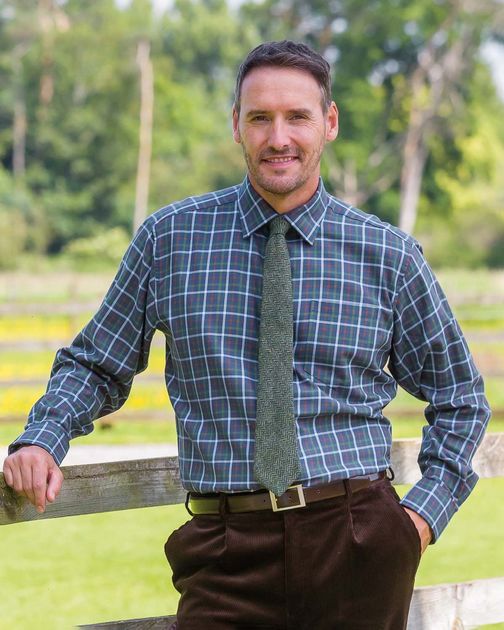 Norfolk Tattersall Check Cotton & Wool Shirt 