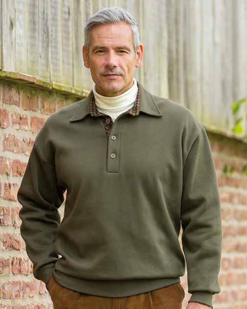 Mens Olive Trimmed Sweatshirt