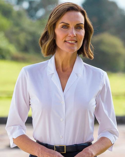 Easy Care 3/4 Sleeved White Blouse
