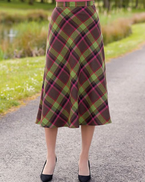 Barnwell Wool Blend Checked Skirt