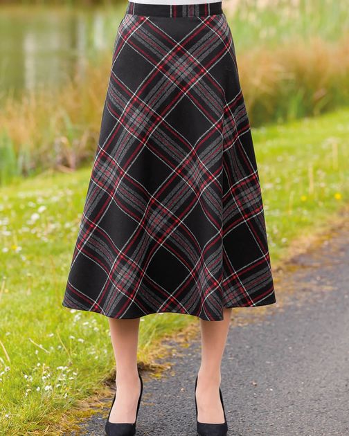 Linton Wool Blend Checked Skirt