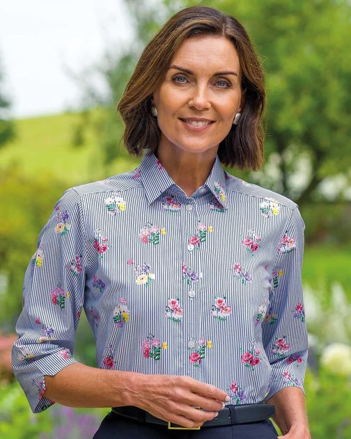 Arlene Floral 3/4 Sleeve Cotton Blouse