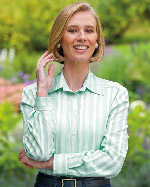 Wren Striped Cotton Long Sleeve Blouse