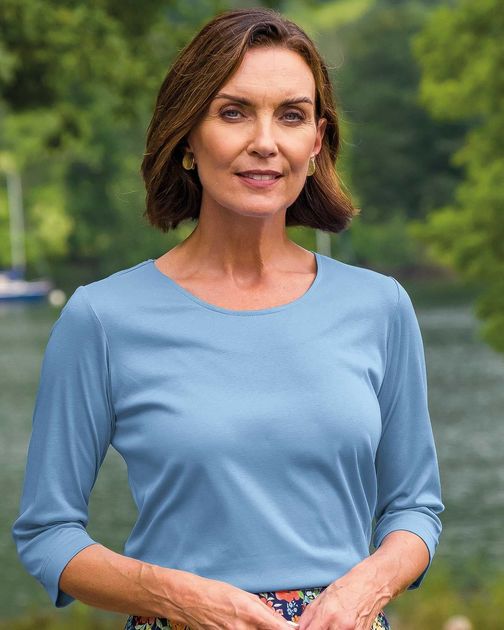 April Scoop Neck 3/4 Sleeve Top