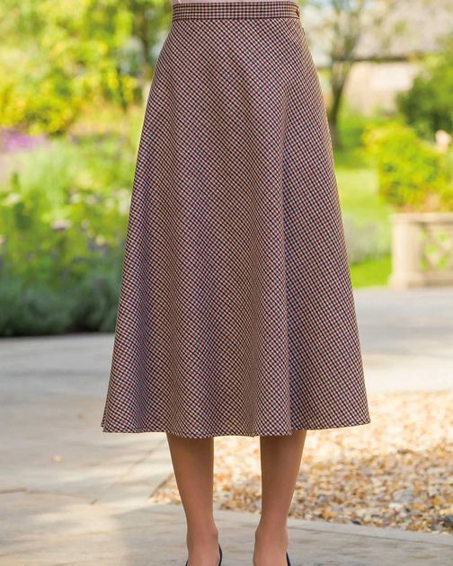 Santorini Wool Blend Checked Skirt 