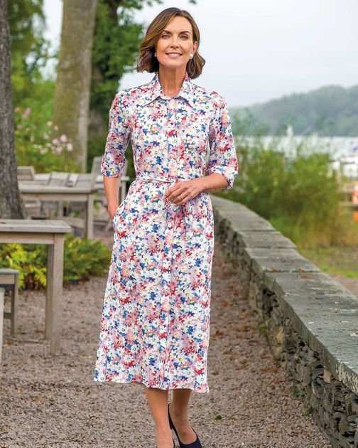 Laverne 3/4 Sleeve Floral Shirt Dress