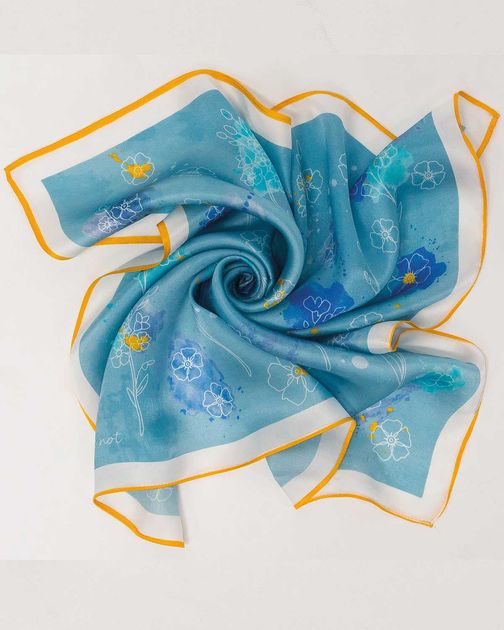 Ladies Forget-me-Not Floral Silk Scarf