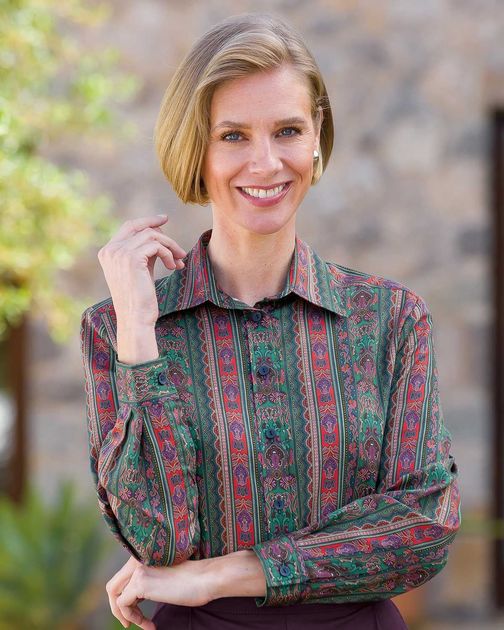 Bianca Striped Long Sleeve Cotton Blouse