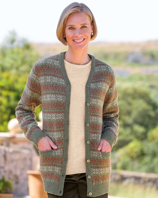 Eden Ladies Lambswool Fairisle Cardigan