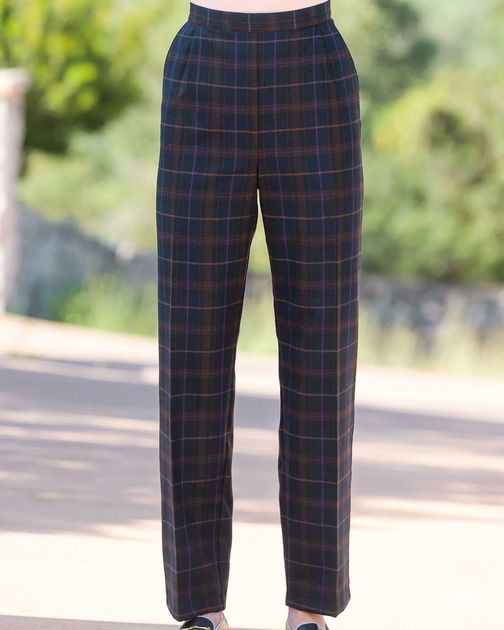 Bromley Pull On Wool Blend Checked Trousers