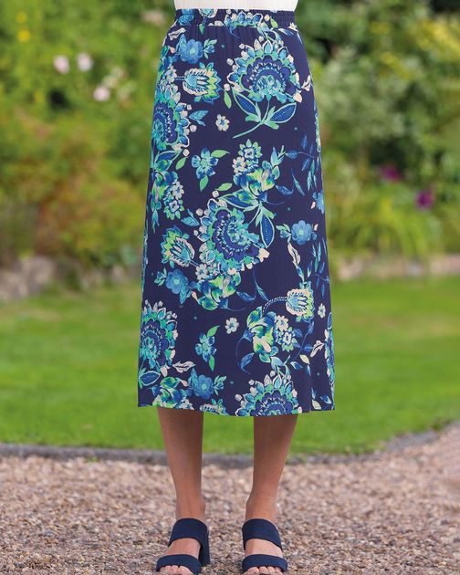 Lydia Floral Pull On Viscose Jersey Skirt