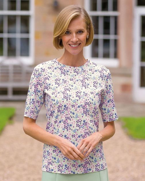 Leah Floral Short Sleeve Cotton Top