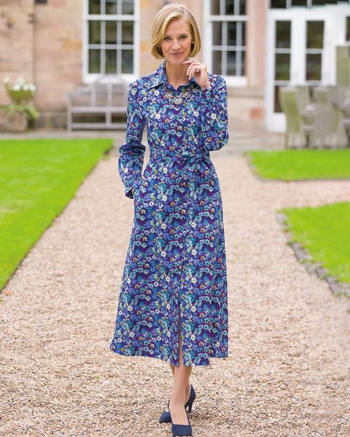 Brenda Long Sleeve Floral Cotton Shirt Dress